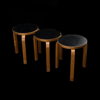 ALVAR AALTO, STOOLS, 3 PCS. Model No. 60, designed in 1933.