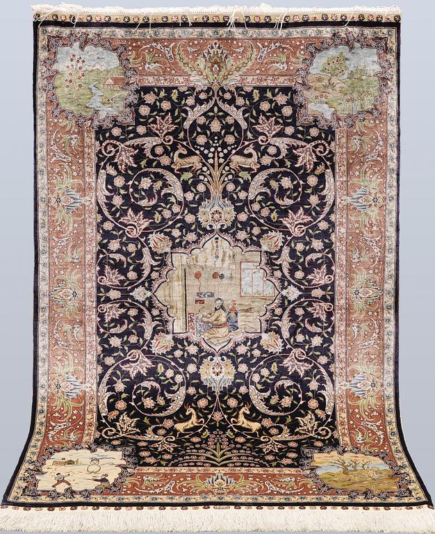 Oriental silk carpet, 122 x 78 cm.