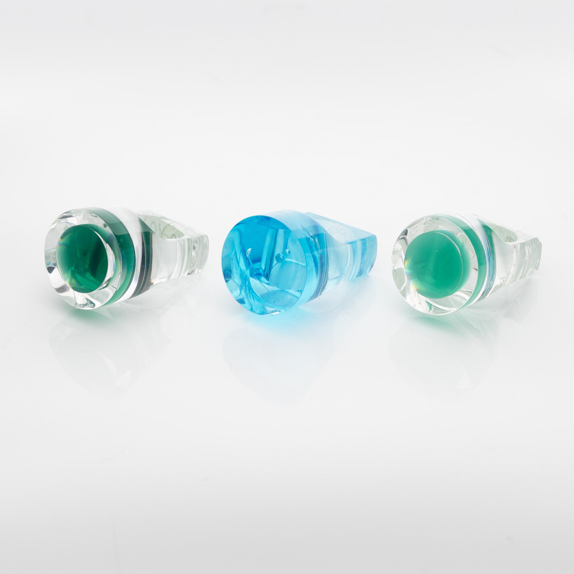 Siv Lagerström, three acrylic plastic rings, 1970s.