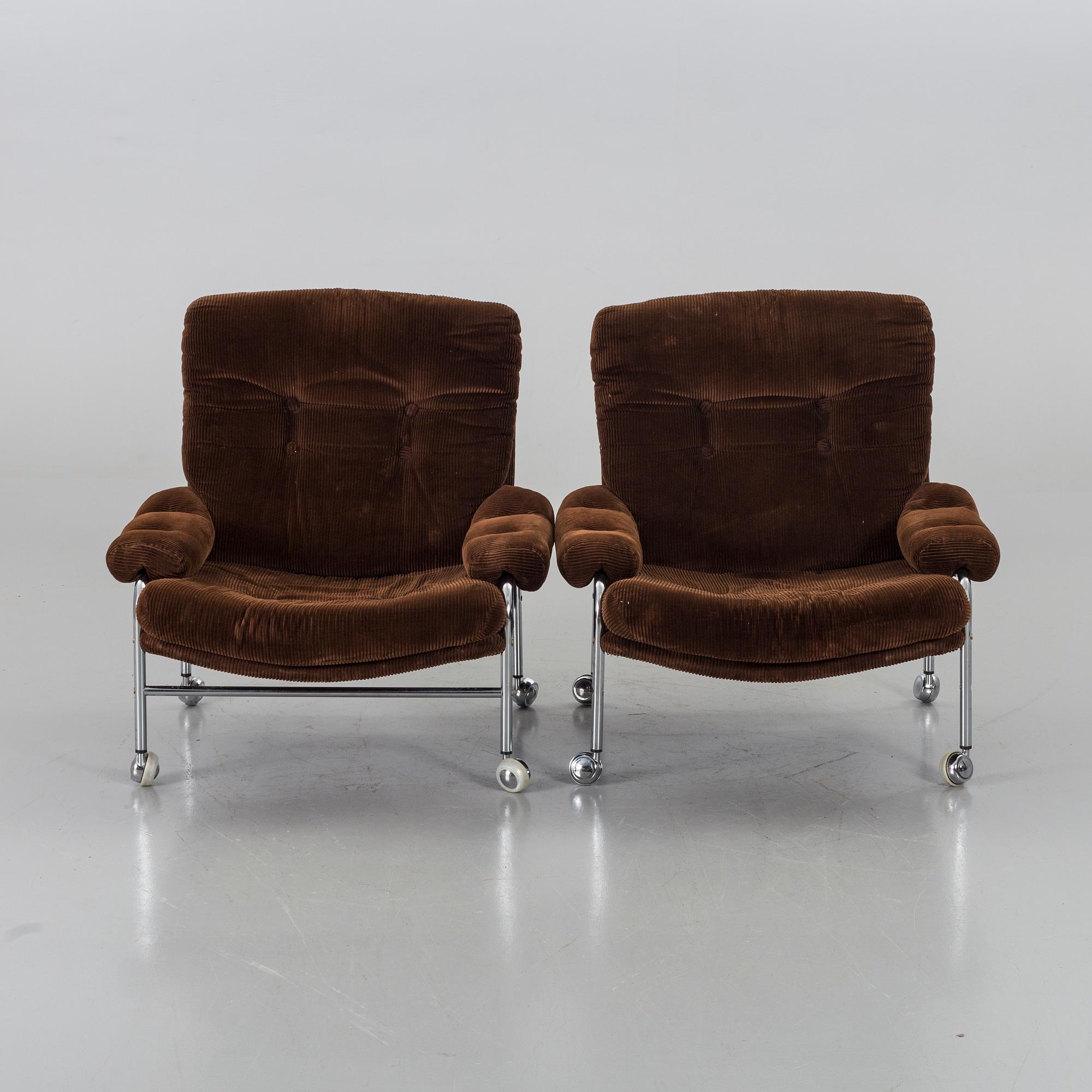TWO 1970`S ARMCHAIRS.
