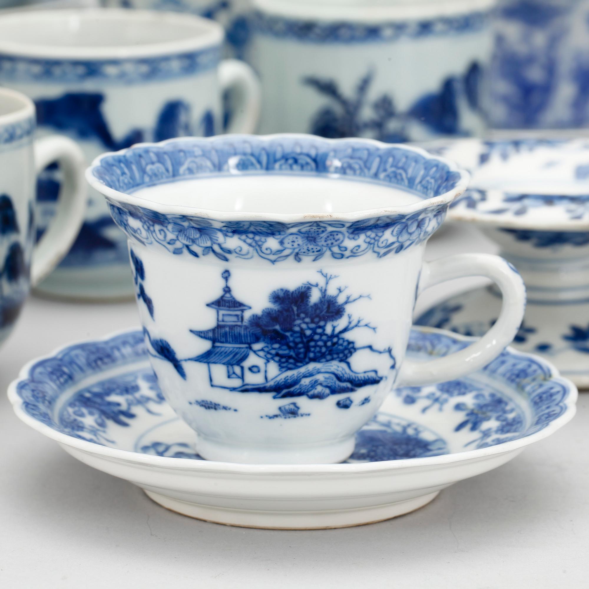 KOPPAR med FAT, 6 st, samt övriga delar, 21 st, Kina, Qing dynastin (1644-1912).