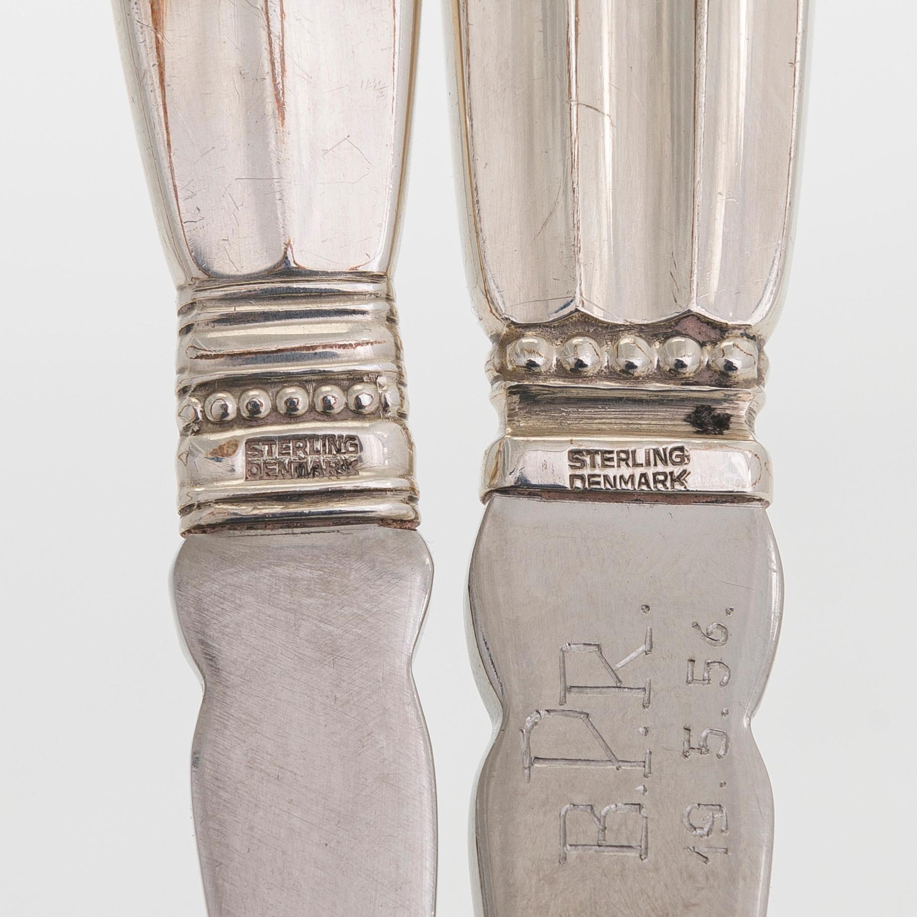 Johan Rodhe, bestickuppsättning, 48 delar, sterlingsilver, "Dronning/Acanthus", Georg Jensen, Danmark, efter 1945.