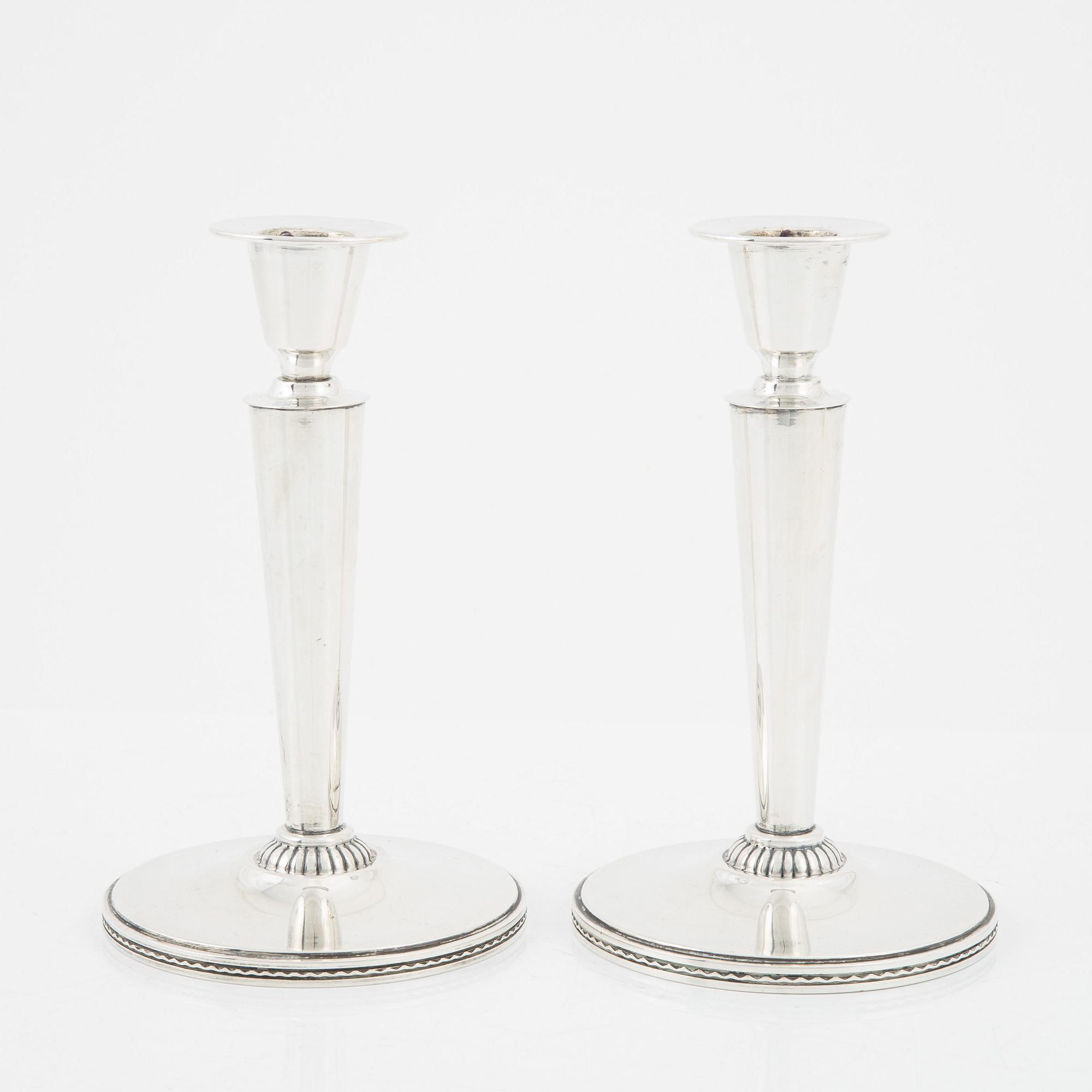 Eric Råström, ljusstakar, ett par, silver, CG Råström, Stockholm 1955.