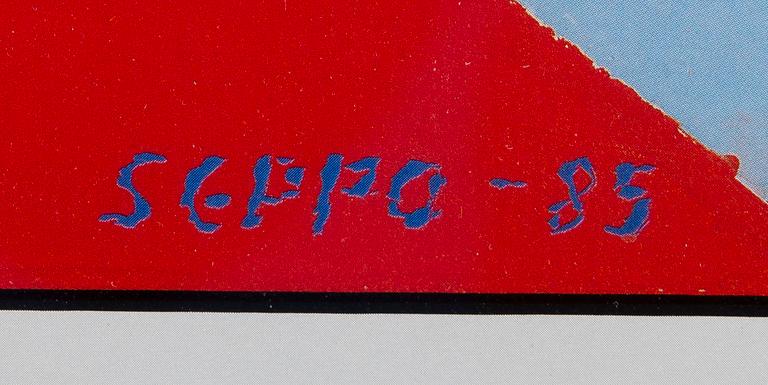 EXHIBITION POSTER,  22 Finnish painters Jerusalem Theater 16.1.1986. Pictured work by Seppo Kärkkäinen.