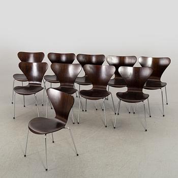 10 "SERIES 7" (3107) CHAIRS IN WENGE by ARNE JACOBSEN for FRITZ HANSEN.