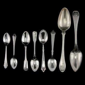 PARTI SKEDAR, 43 st, silver, 1800/1900-tal. Vikt 1080 g.