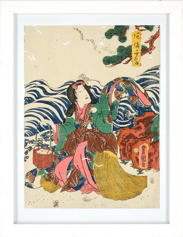 UTAGAWA KUNISADA (TOYOKUNI III), träsnitt, sign i trycket.