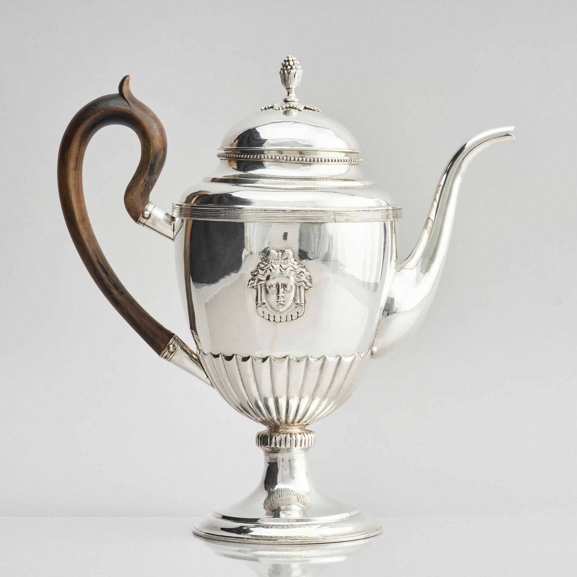 A Swedish 19th century silver coffee-pot, marks of Pehr Olof Bäckström, Gävle 1817.