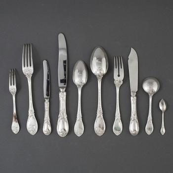 BESTICK, 144 delar, silver, Tyskland, 1900-talets första hälft. Vikt ca 5500 g.