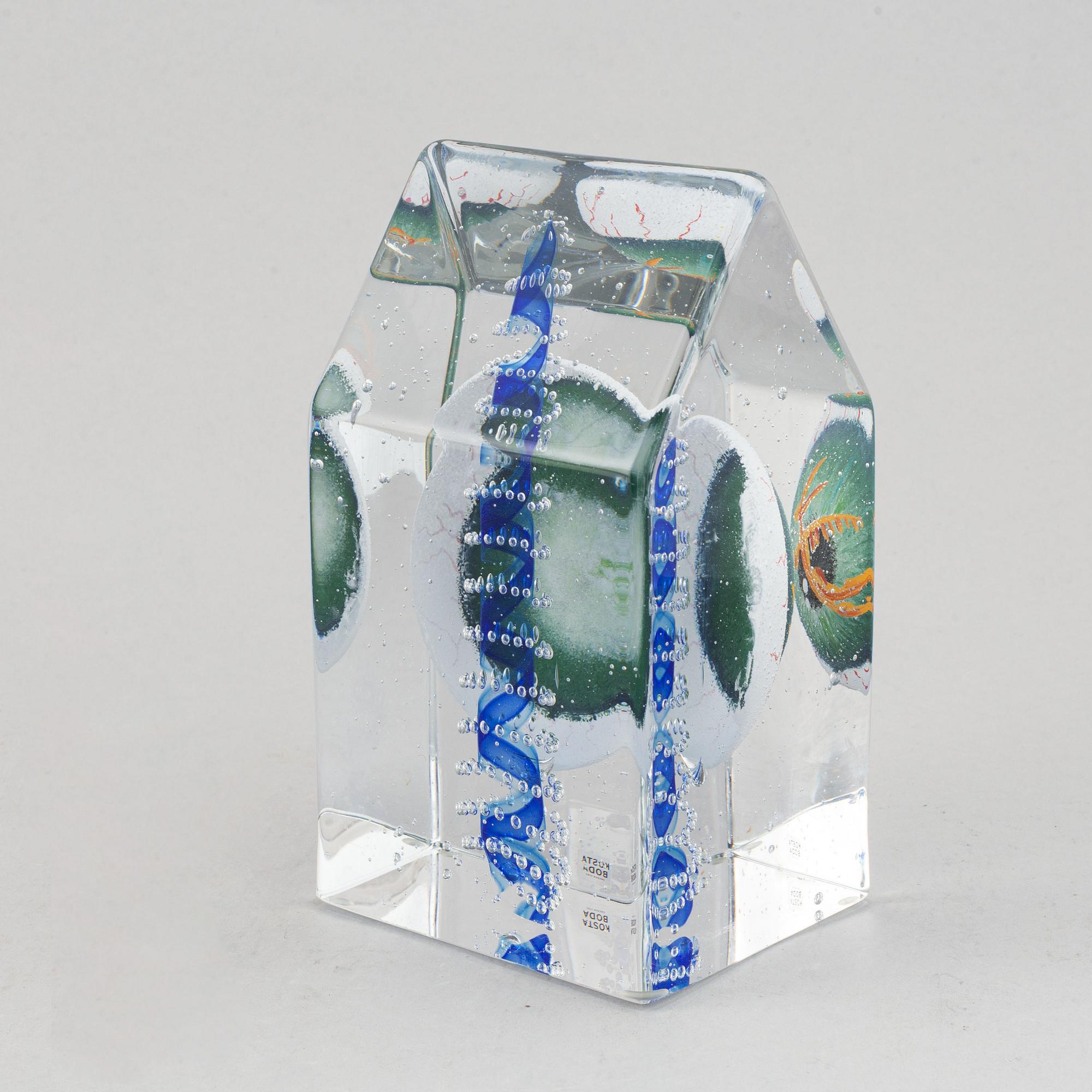 A glass sculpture,, by Kjell Engman, signed and numbered 30/60.