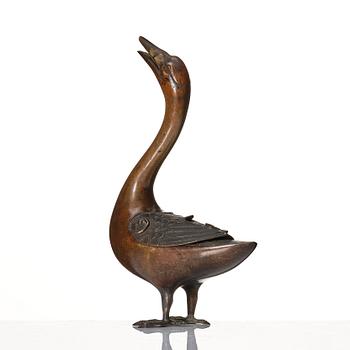 A bronze censer with cover in the shape of a duck, Qing dynasty, 17th/19th Century.