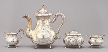 KAFFESERVIS, 4 delar, silver, 1900-talets andra hälft. Vikt 1478 g.
