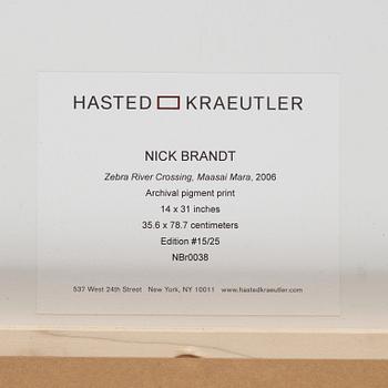 Nick Brandt, "Zebra River Crossing, Masai Mara, 2006".