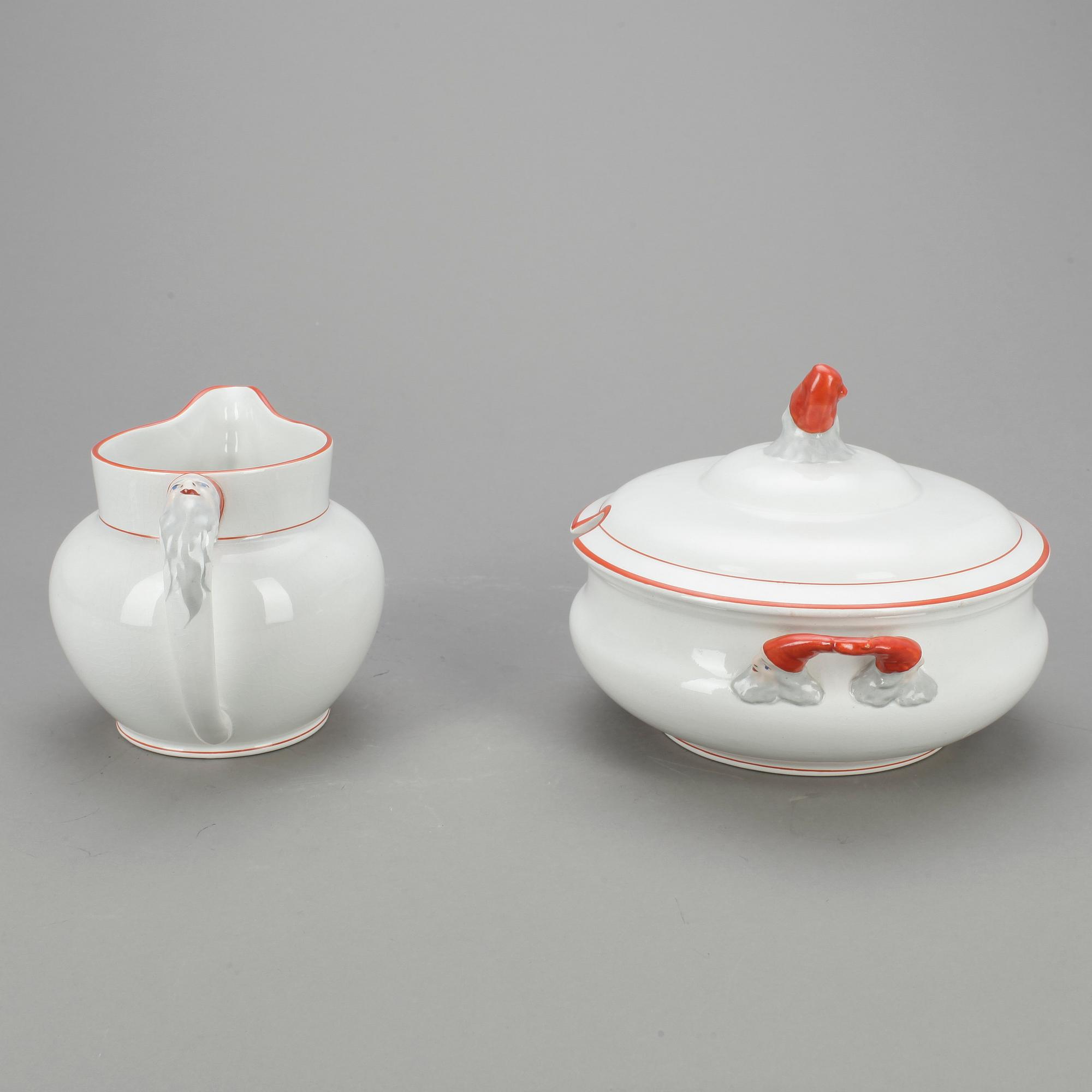 GRÖTSKÅL samt KANNA, porslin, Göteborg, 1900-talets första hälft.