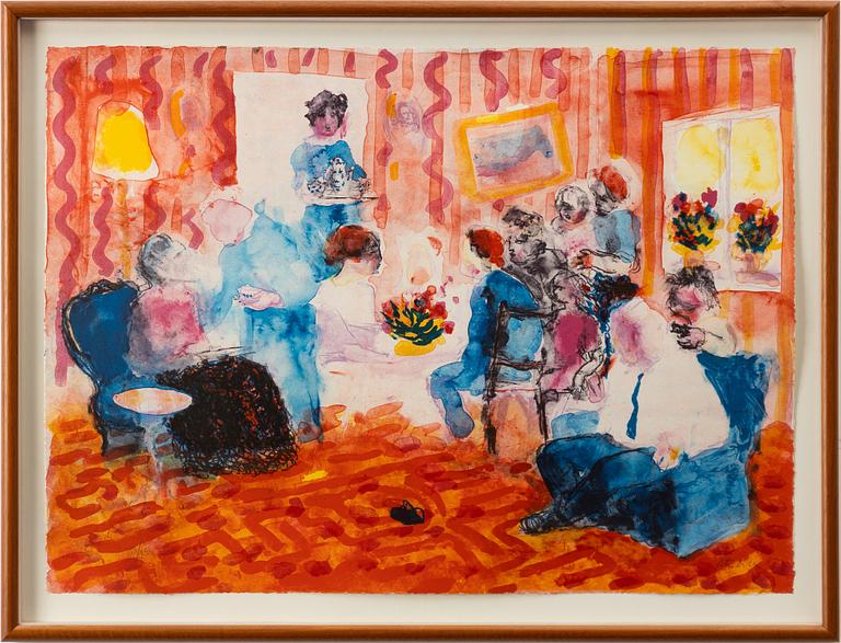 Peter Dahl, Interior with figures.