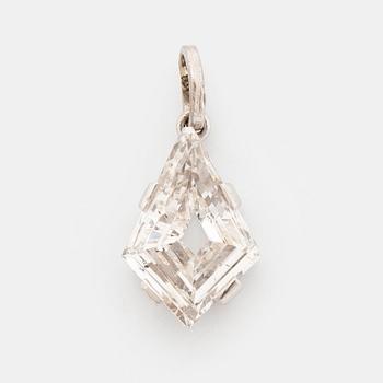 392. A platinum and step-cut diamond pendant.