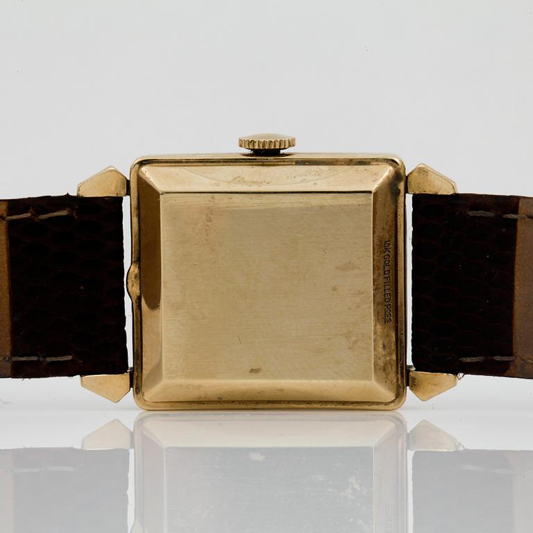 HERRARMBANDSUR, guld på stål, Girard Perregaux, Gyromatic, 1950-tal.