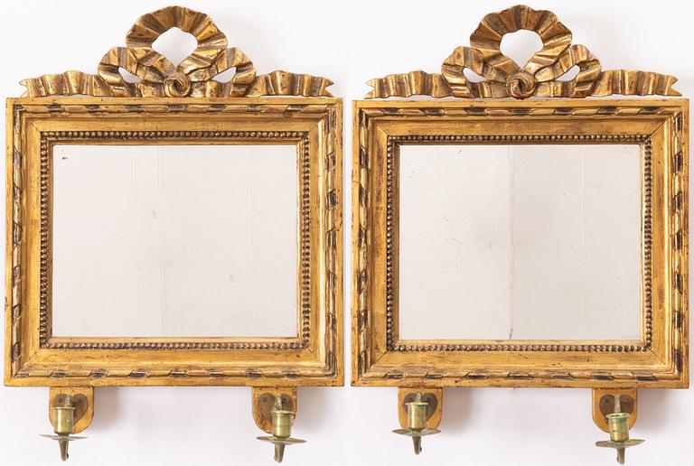 Pair of Gustavian mirror sconces, circa 1800.
