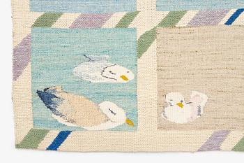 Cecilia Andersson, a tapestry, 'Att fångas i flykten', flat weave, c. 150 x 112 cm, signed CA.