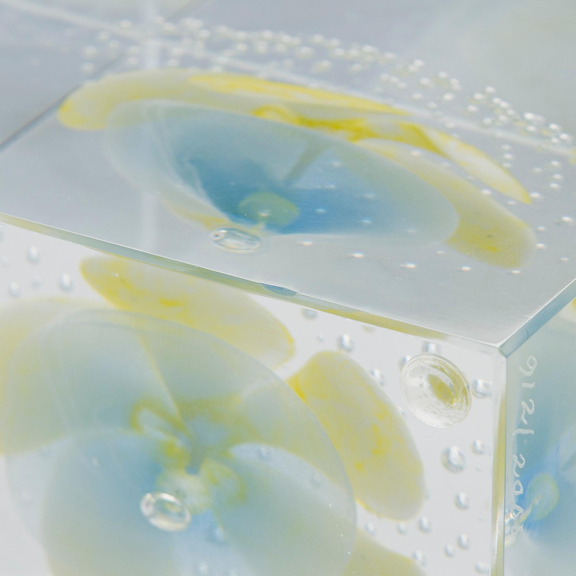 Oiva Toikka, annual glass cube 2000, signed Oiva Toikka Nuutajärvi 2000, 912/2000.
