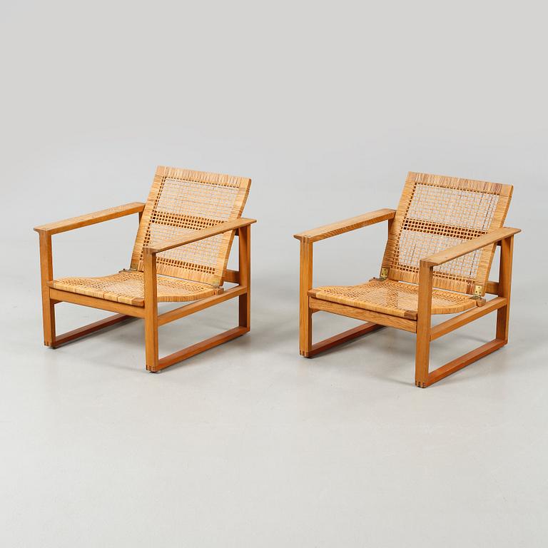 A pair of armchairs by Börge Mogensen for Frederica Furniture in Denmark, model launched in 1956.