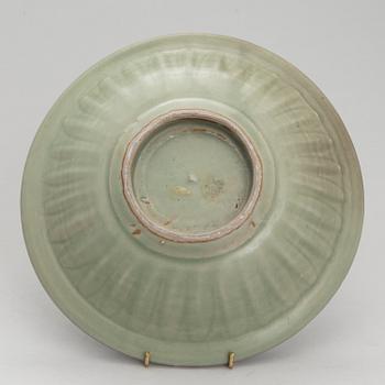 A Chinese celadon rim dish, Ming dynasty (1368-1644).