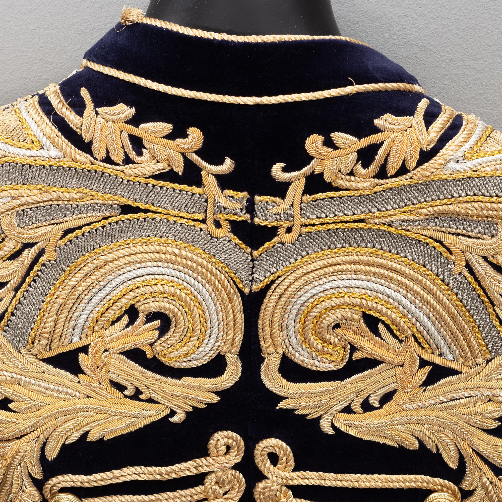 Balmain, a highly decorated velvet jacket, French size 48.