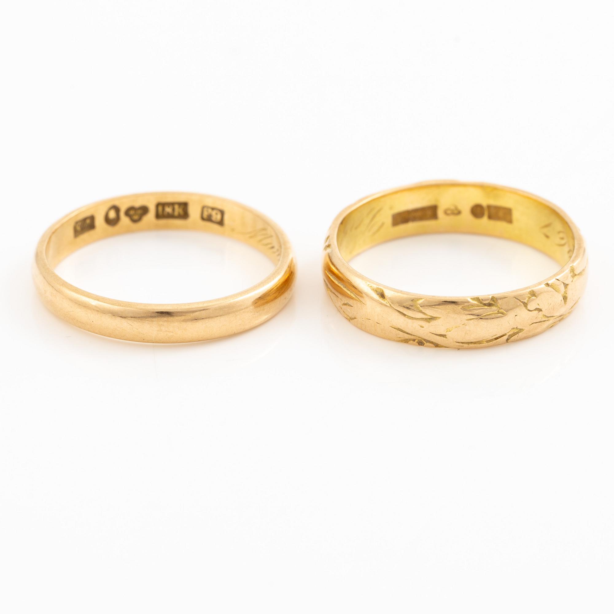 Rings, 2 pieces, 18K gold.