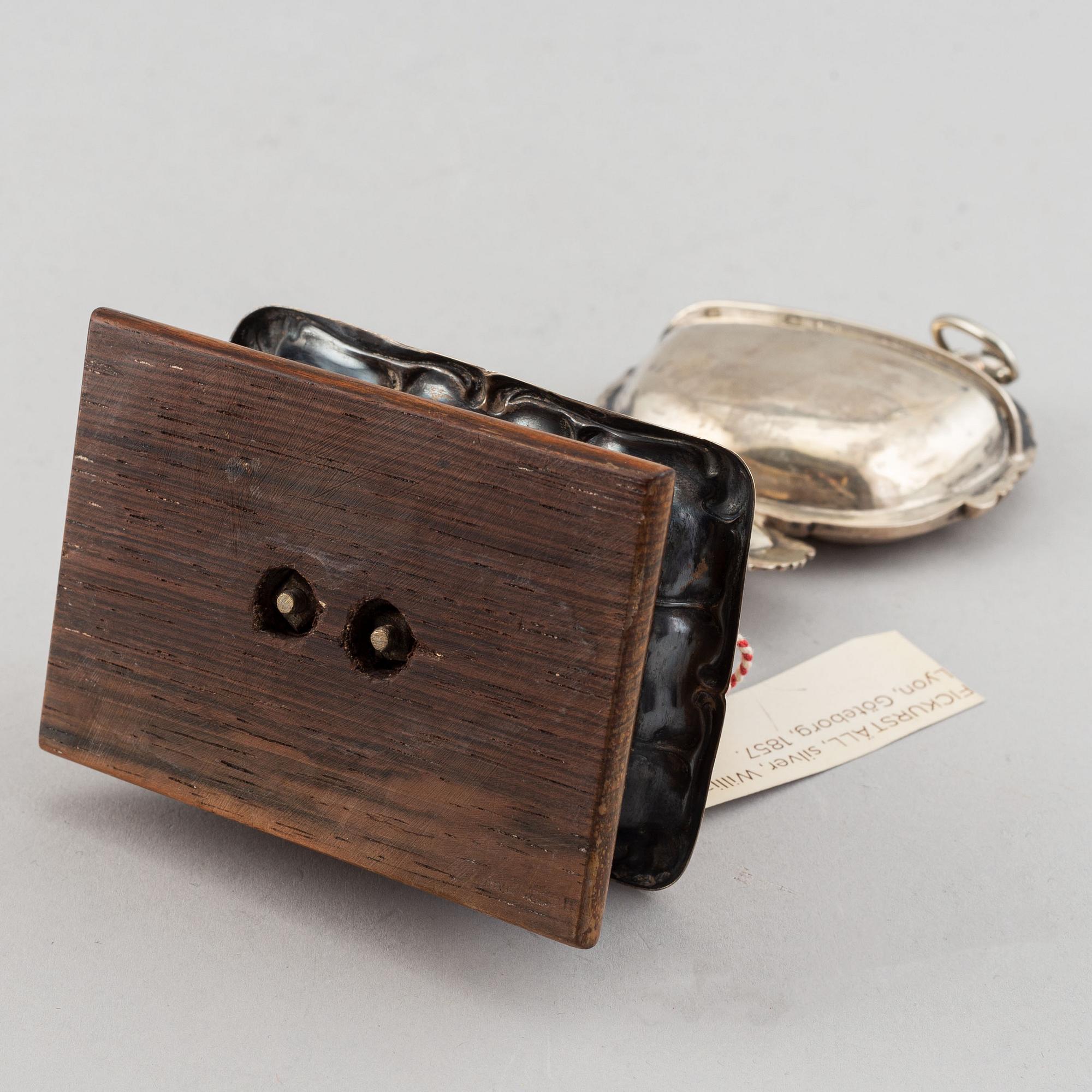 A swedish silver pocket watch stand, mark of William Lyon Gothenburg 1857.
