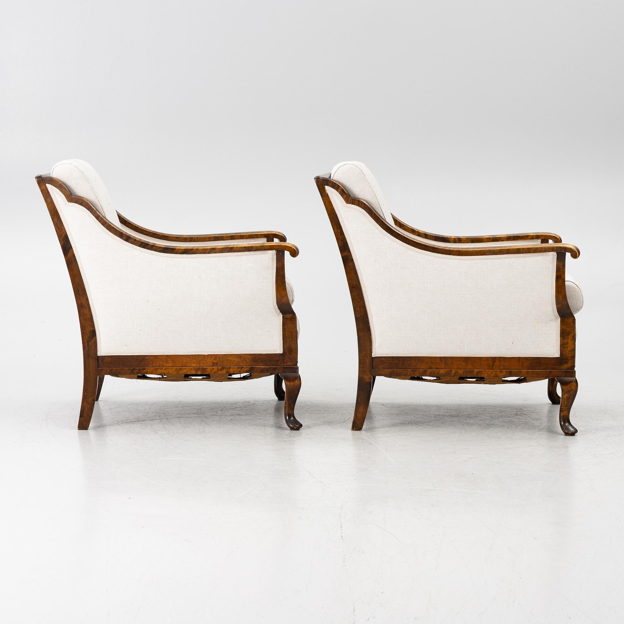 Armchairs, a pair, 1930s/40s.