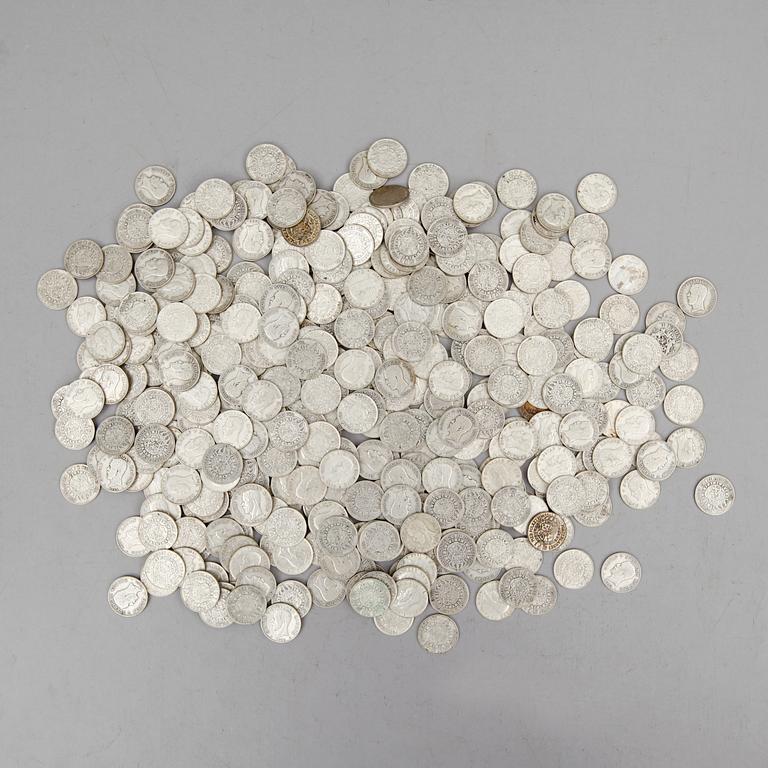 SAMLING SILVERMYNT, enkronor, Gustaf V, 1910-1941. Vikt ca 3000 gram.
