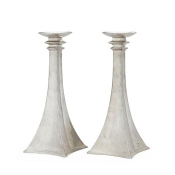 562. A pair of Just Andersen pewter candlesticks, Denmark 1920's-30's.