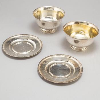 A pair of silver sauce bowls by Johan Petter Grönvall, Stockholm 1821.