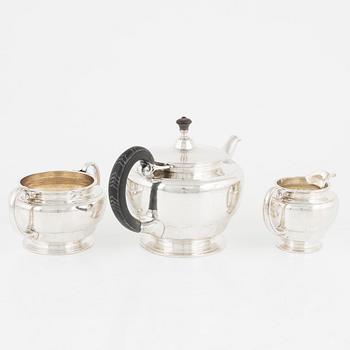 A Norwegian Silver Teapot, Sugar Bowl and Creamer, mark of David Andersen, Oslo circa 1923.