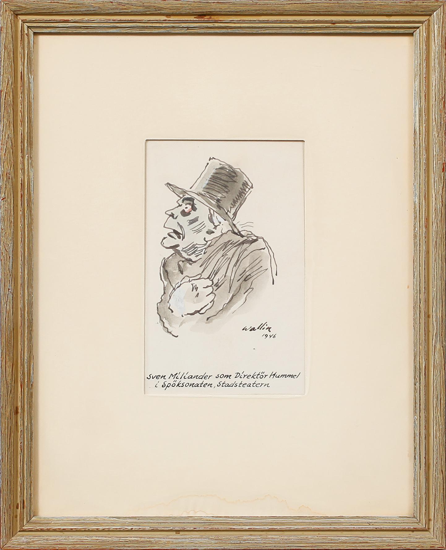 DRÄKTSKISSER, 7 st, blandteknik, signerade Wallin, delvis daterade, omkring 1900-talets mitt.