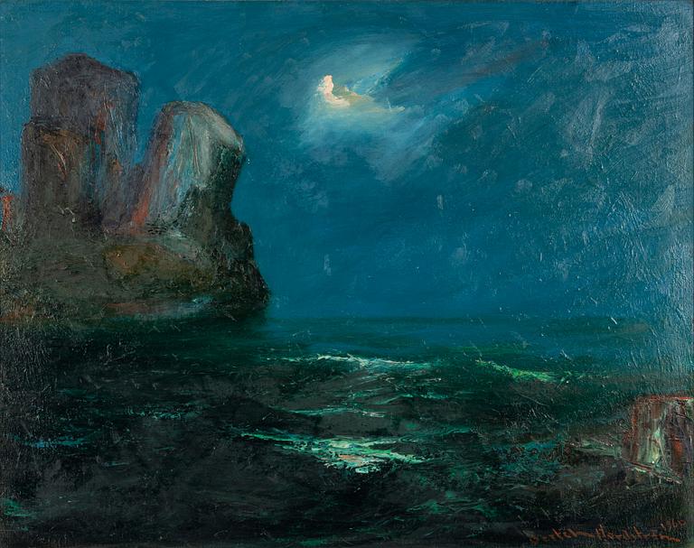Bertel Bertel-Nordström, Coastal Scene in Moonlight.