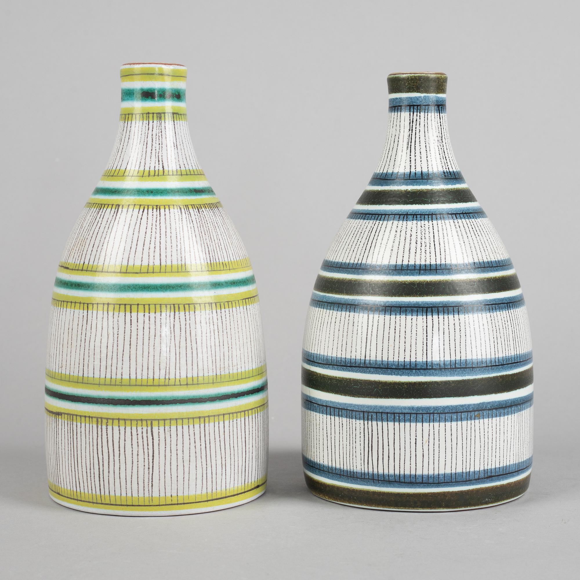 Stig Lindberg, two faience table lamp bases, Gustavsbergs studio.