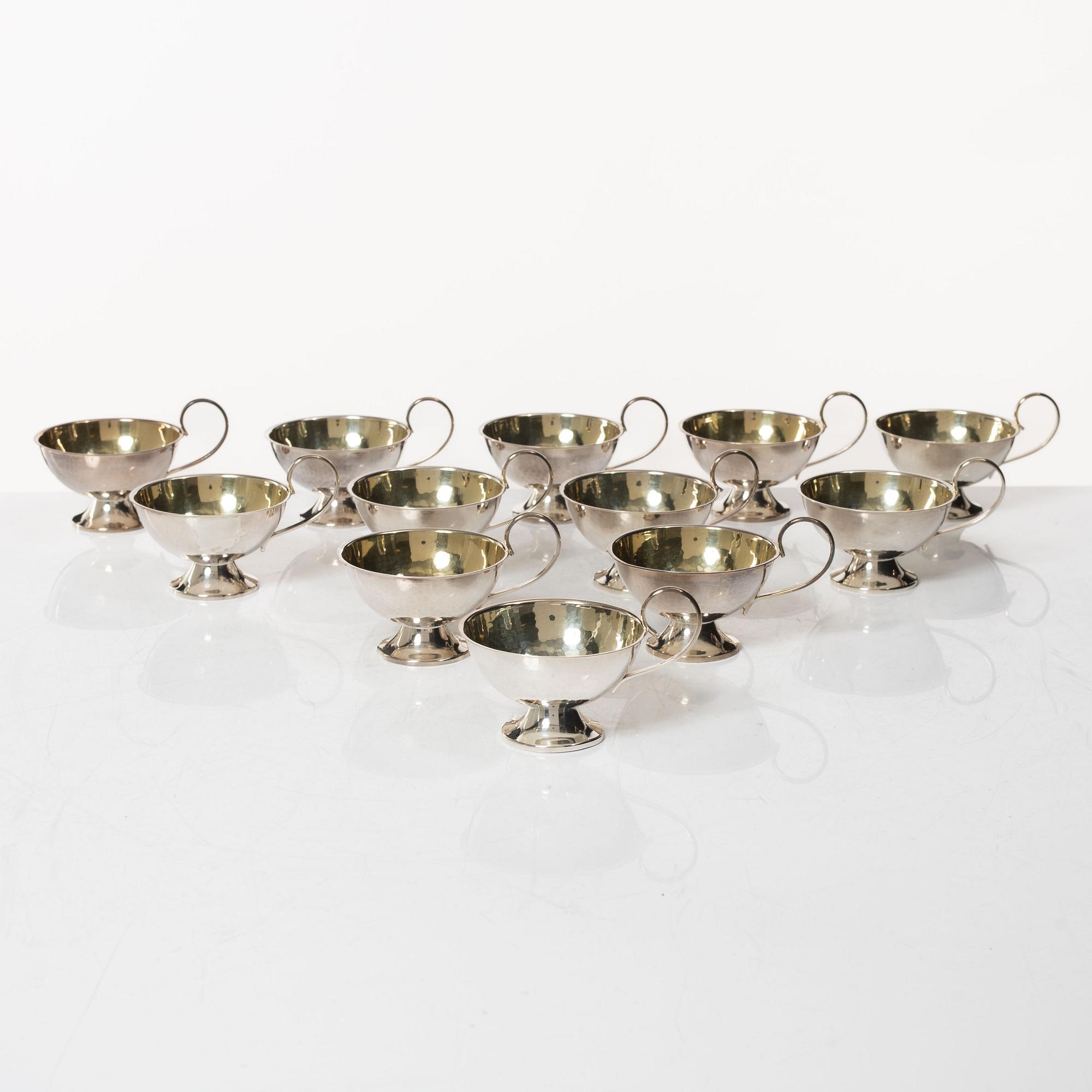 Punch cups, 12 pcs, silver, K&EC and Ceson, Gothenburg, including 1973.