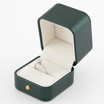 Ring, solitaire, white gold with brilliant-cut diamond 0.96 ct.