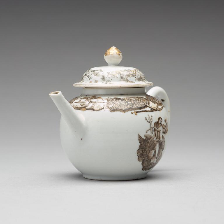 A grisaille teapot with cover, Qing dynasty, Qianlong (1736-95).