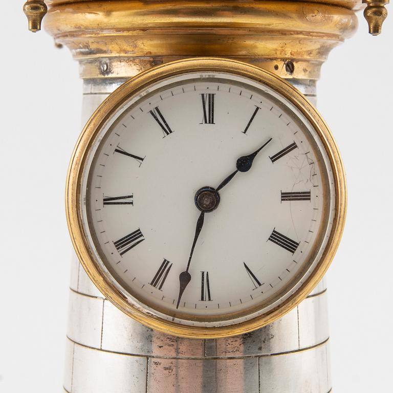 A gilt and patinated bronze automata mantel clock by André Romain Guilmet (watchmaker in Paris 1854-87).