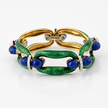 An 18K gold and enamel bracelet, by Spritzer & Fuhrmann.