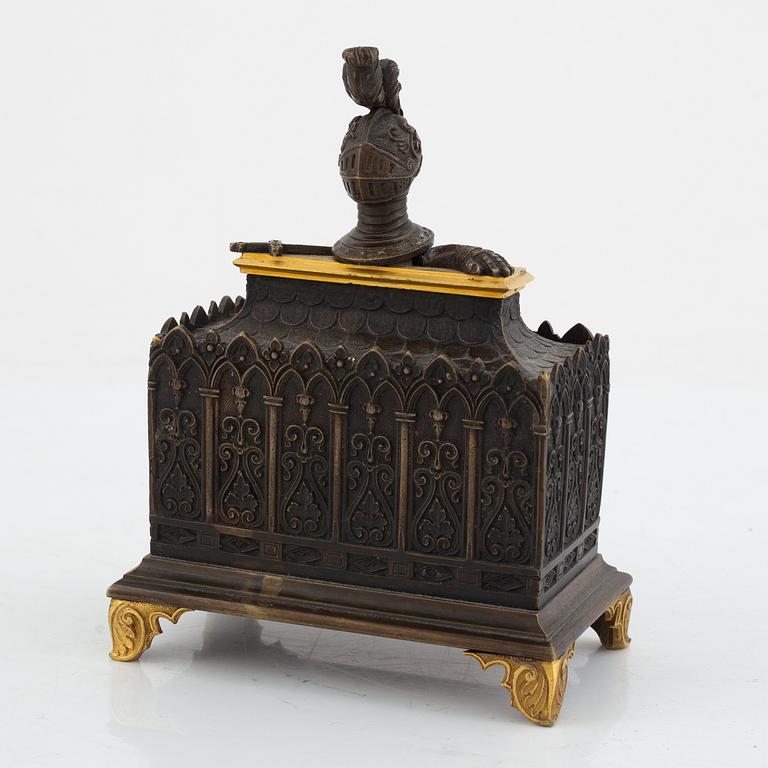 A Charles X patinated bronze and ormolu inkstand, 1820's/30's.