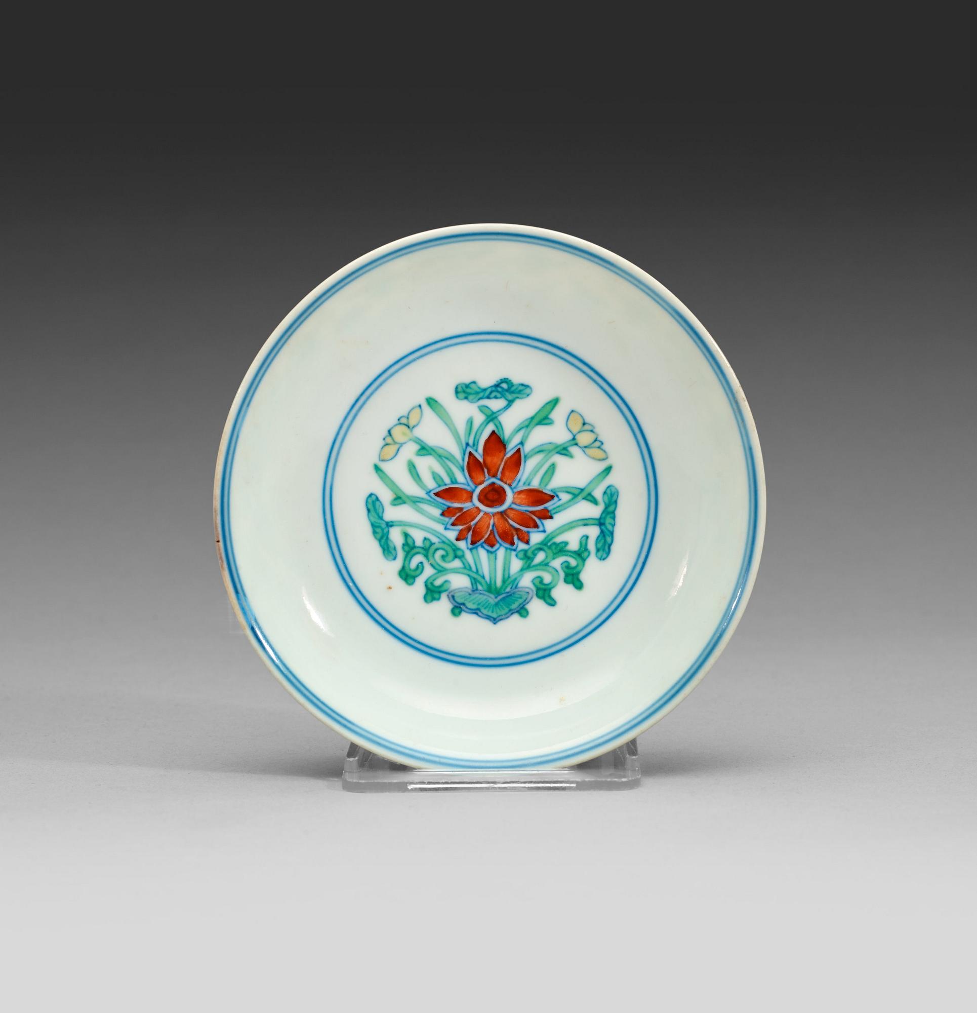 A doucai dish, presumably Republic (1912-1949), with Chenghua six character mark.