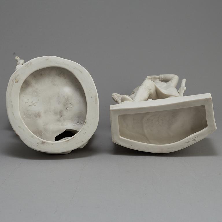 TWO PARIAN FIGURES, Rörstrand and Gustafsberg, ca 1900.