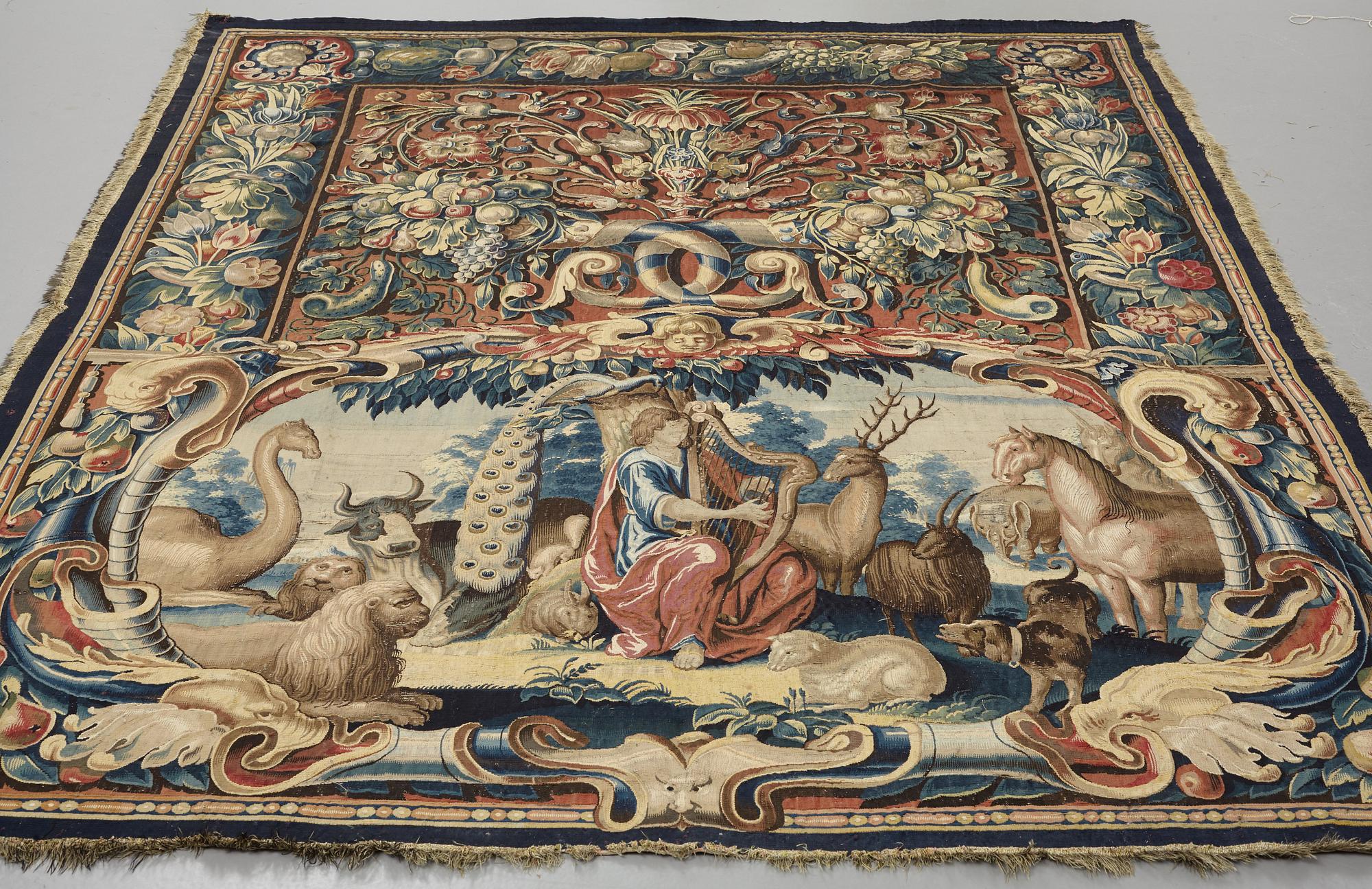VÄVD TAPET, "Orphée jouant pour les Animaux", norra Nederländerna 1600-talets förra hälft - omkring 1600-talets mitt,