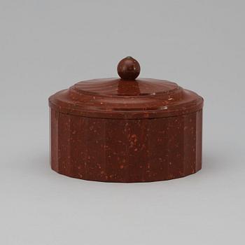 A Swedish Empire early 19th century porphyry butter box.