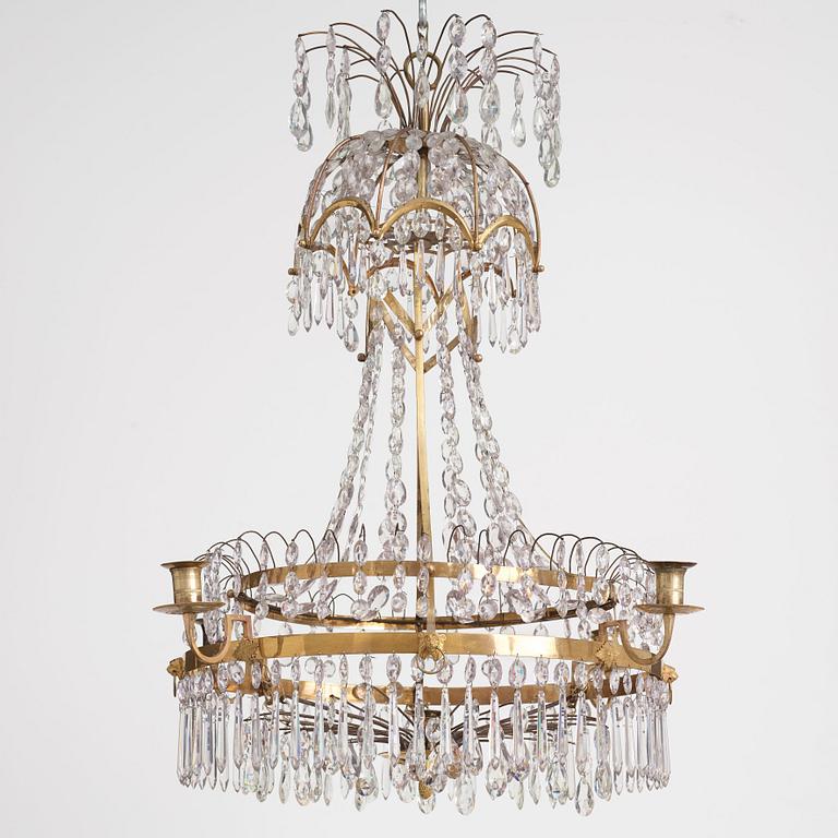 A late Gustavian circa 1800 five-light chandelier.
