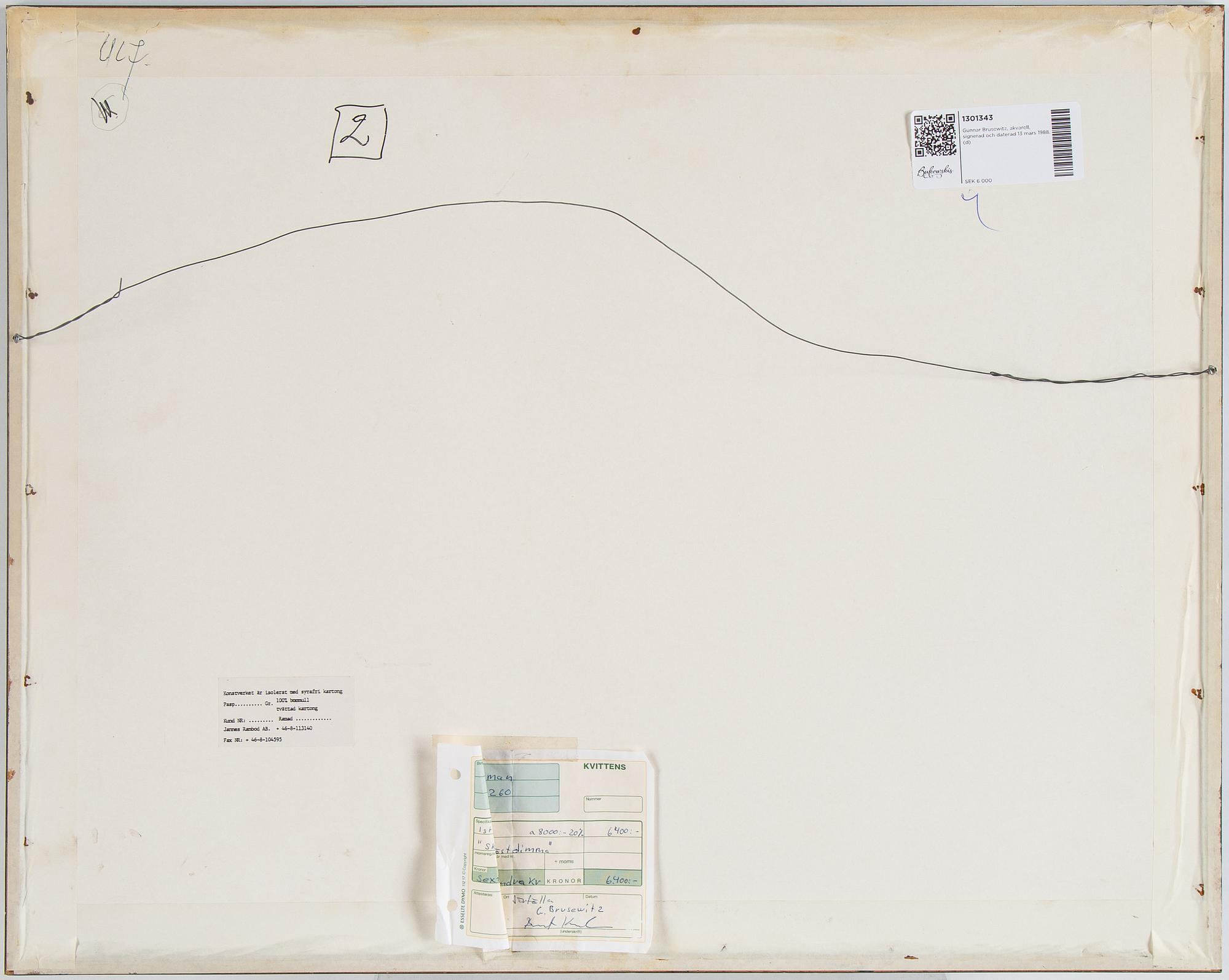Gunnar Brusewitz, watercolour, signed and dated 1988.