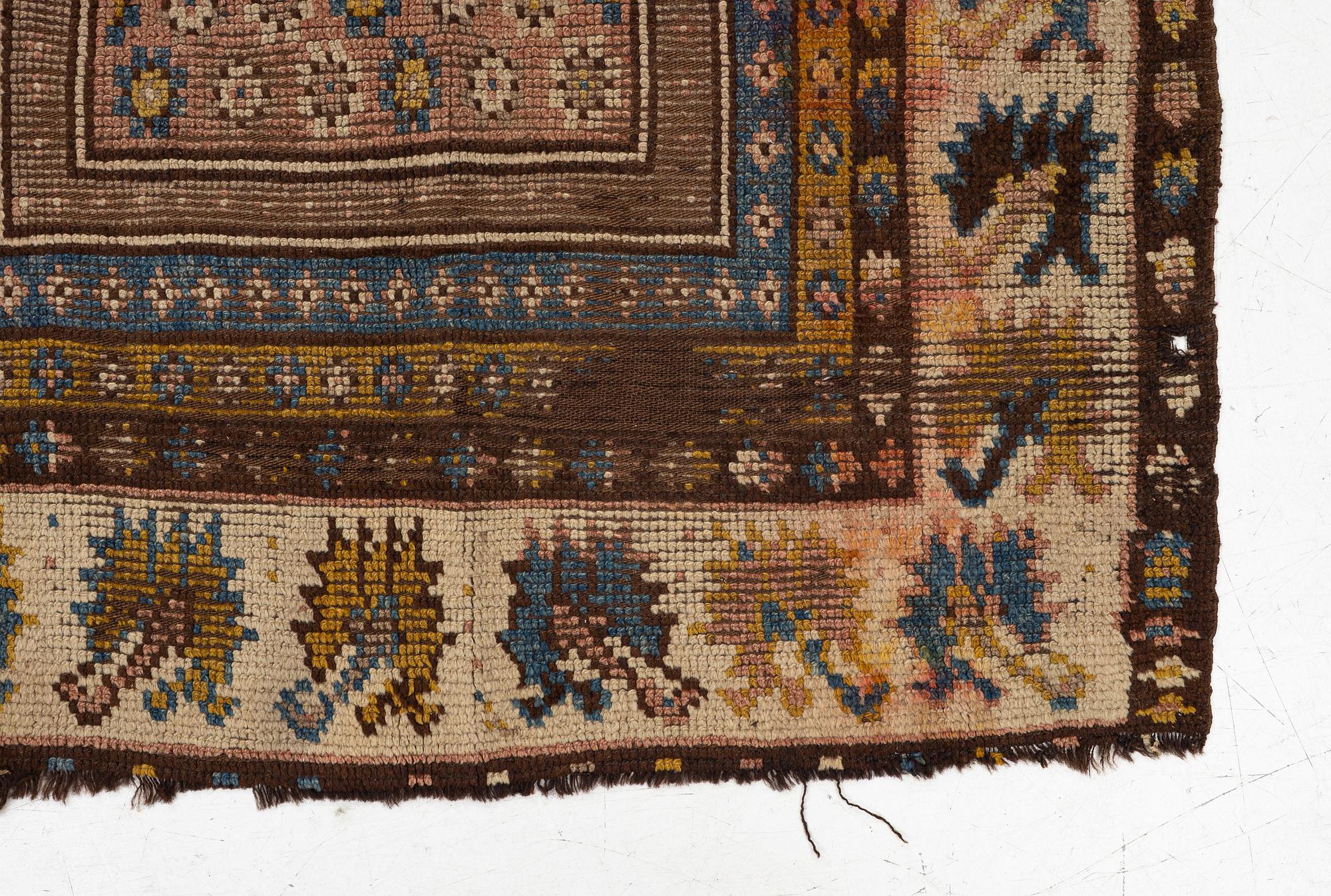 An antique Monastir prayer rug fragment , Ottoman Empire, c 133 x 106 cm.